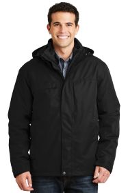 Port Authority Herringbone 3-in-1 Parka J302 (Color: Black, size: M)