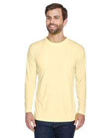 UltraClub 8422 Adult Cool & Dry Sport Long-Sleeve Performance Interlock T-Shirt (Color: BUTTER, size: L)