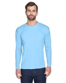 UltraClub 8422 Adult Cool & Dry Sport Long-Sleeve Performance Interlock T-Shirt (Color: COLUMBIA BLUE, size: L)