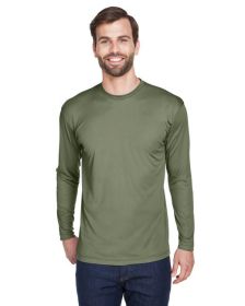 UltraClub 8422 Adult Cool & Dry Sport Long-Sleeve Performance Interlock T-Shirt (Color: Military Green, size: 4XL)