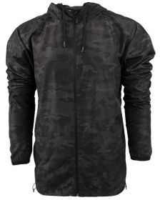 Burnside B9754 Lightweight Windbreaker (Color: Black Camo, size: S)