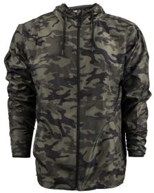 Burnside B9754 Lightweight Windbreaker (Color: GREEN CAMO, size: 3XL)